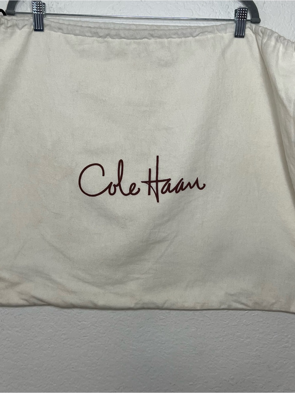 COLE HAAN Off-White Cream Drawstring Storage Dust Bag Handbag Boots Purse 24x20